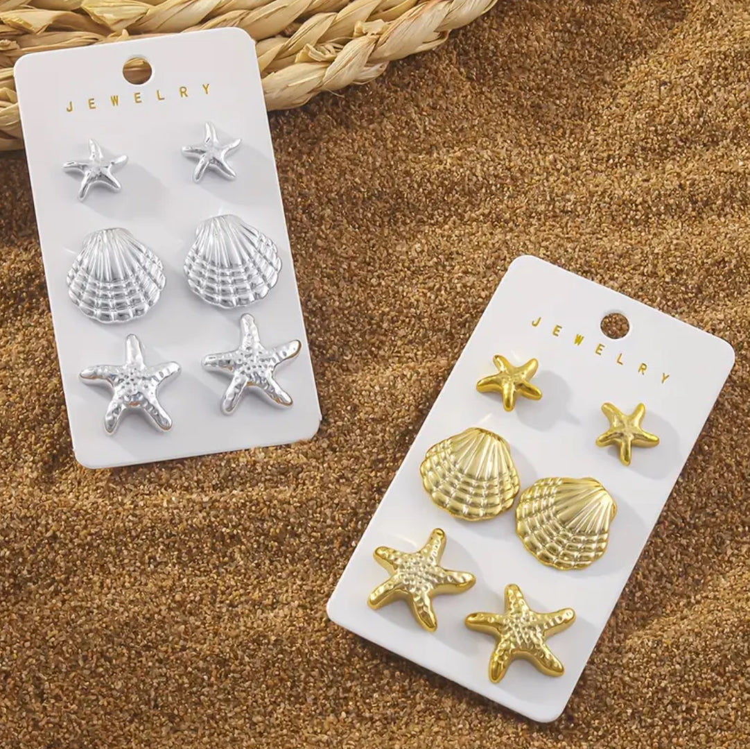 Star/Shell Earrings 3 pack