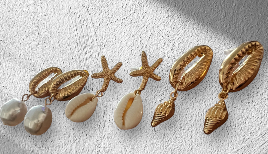 Sea shell 3 piece earrings