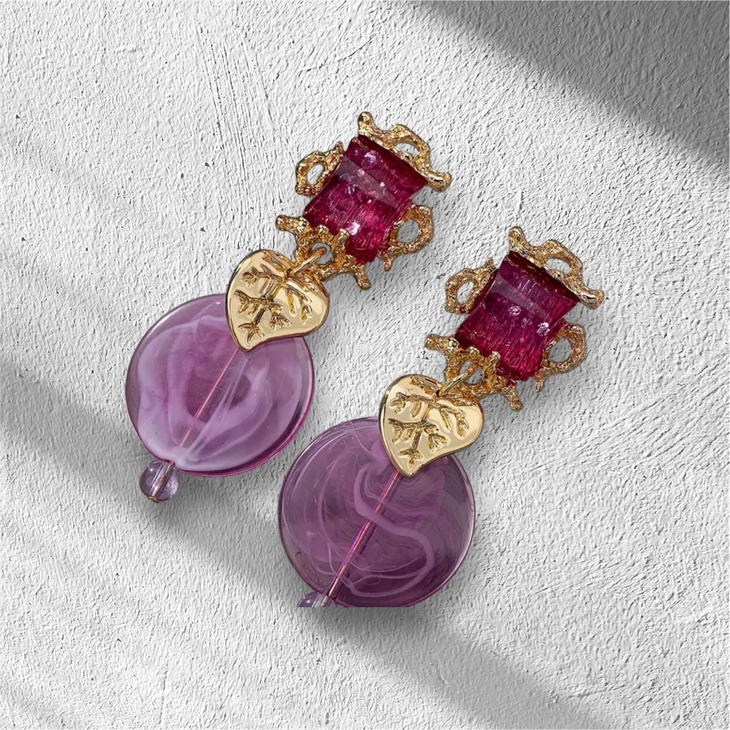 Miami sun crystal Gold heart earrings
