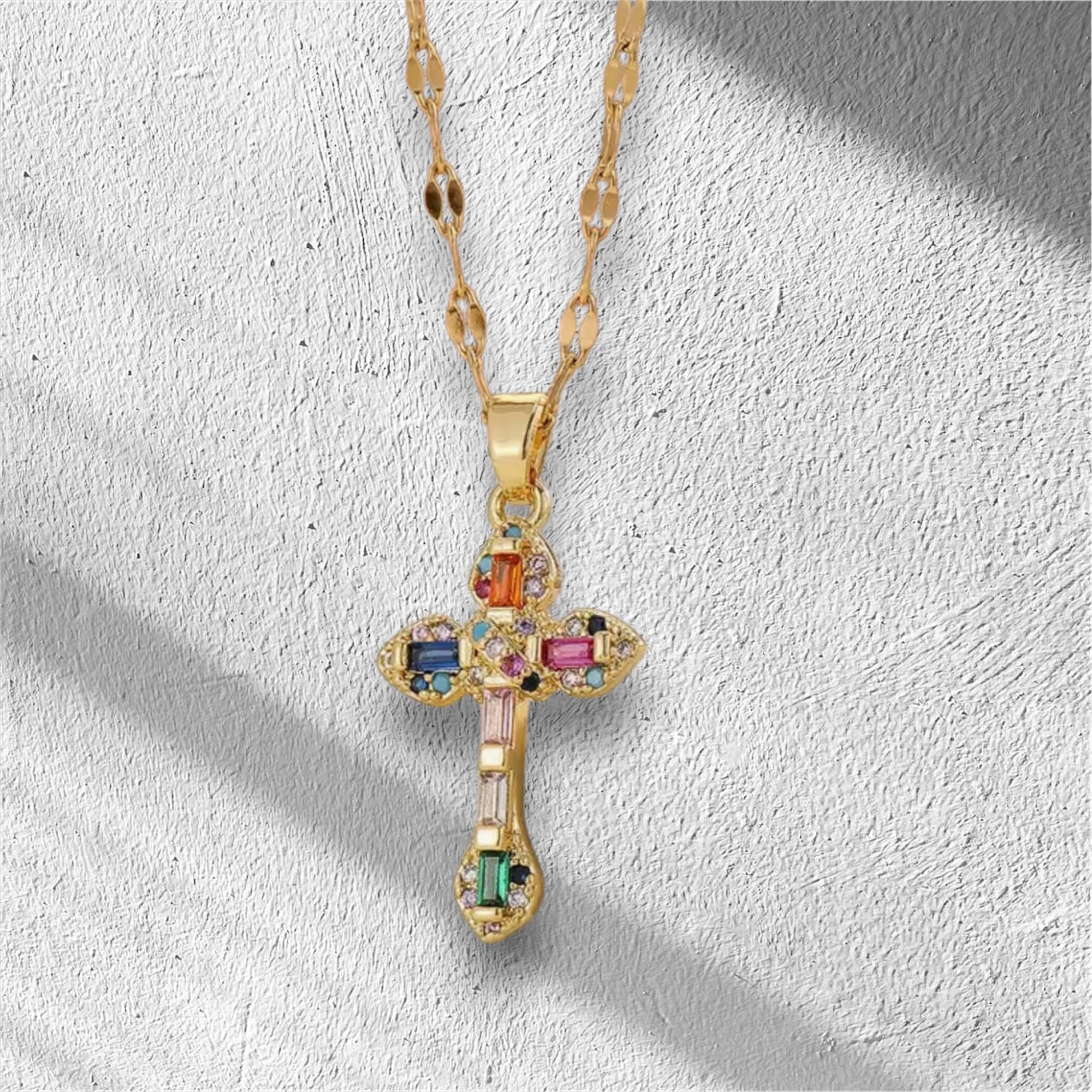 Gold mini cross multi colour
