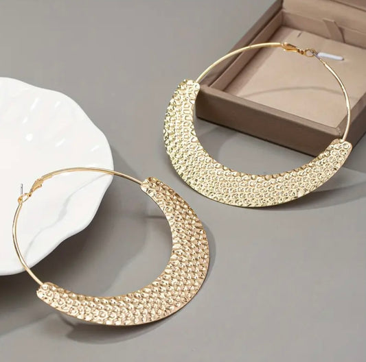 Gold Beveled hoop earrings
