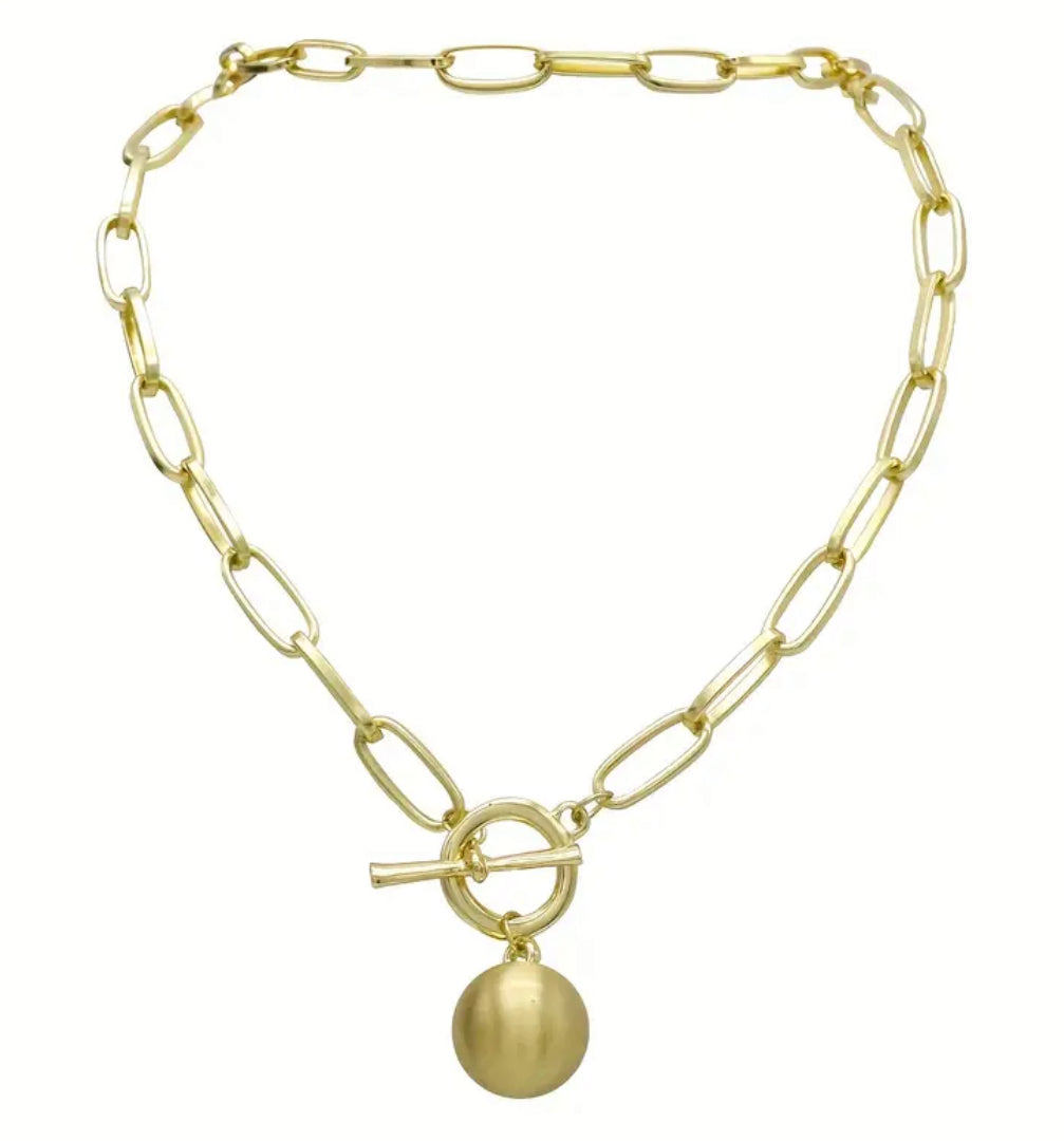 Ellie chain lock ball necklace