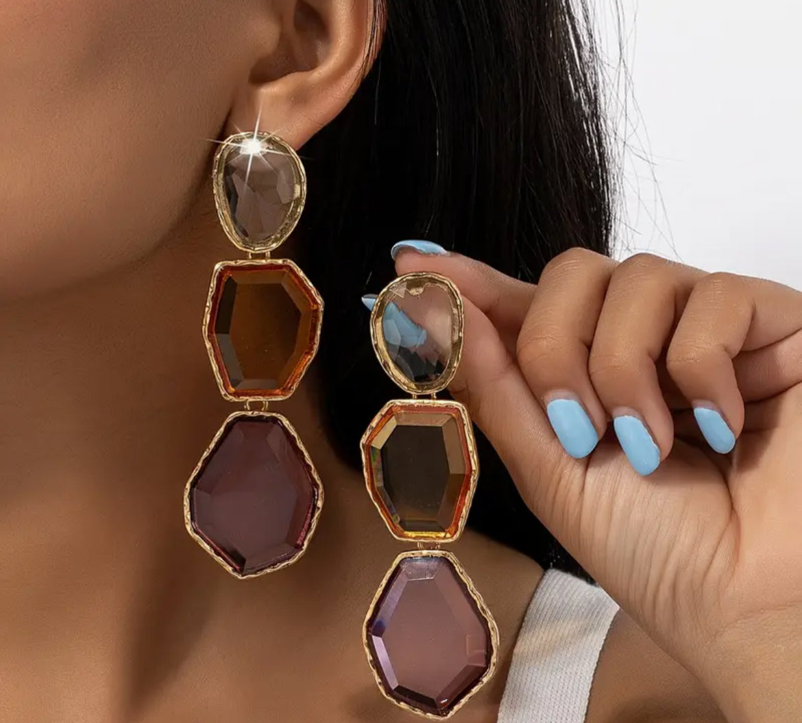 Crystal gold droplet earrings