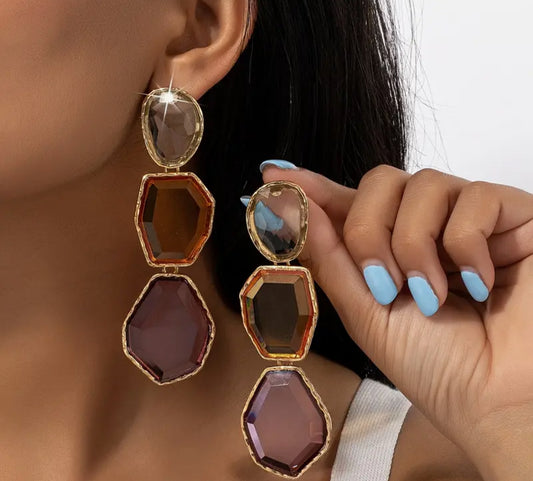 Crystal gold droplet earrings