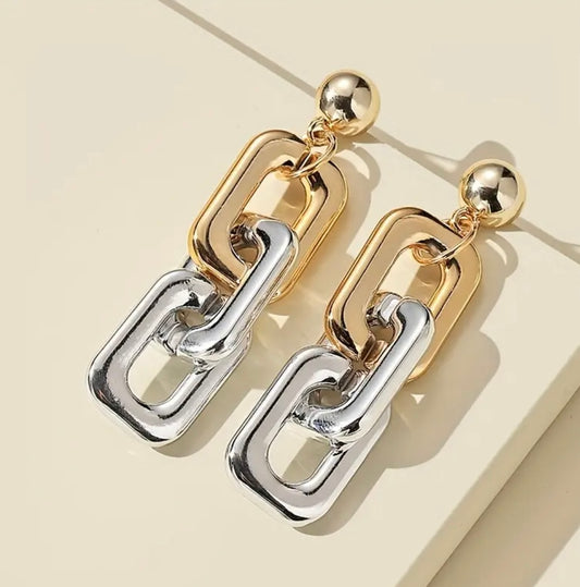 Silver & Gold chain earrings