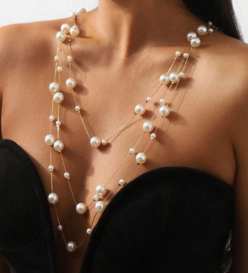 Pearl elegant layered necklace