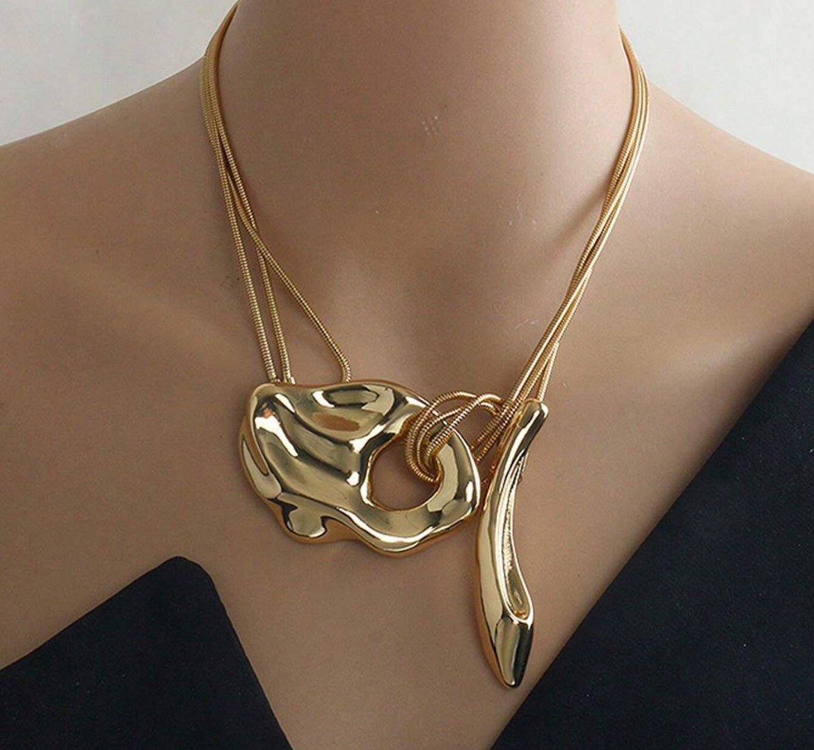 Asymmetrical Gold Necklace