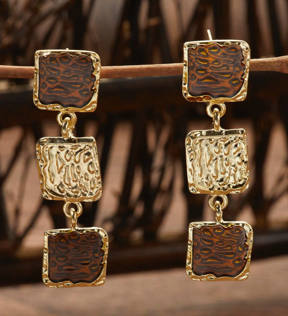 Autumn brown/gold earrings