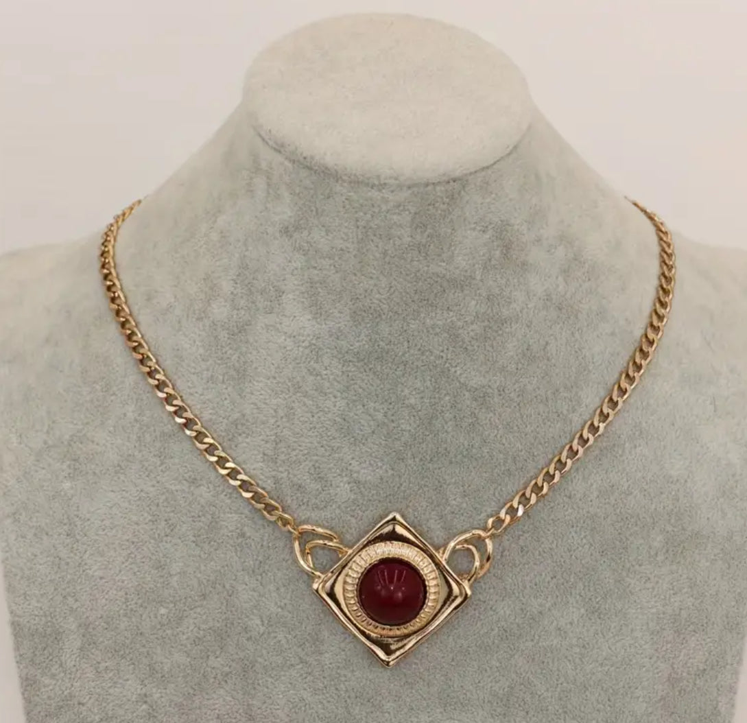 French vintage Burgandy necklace