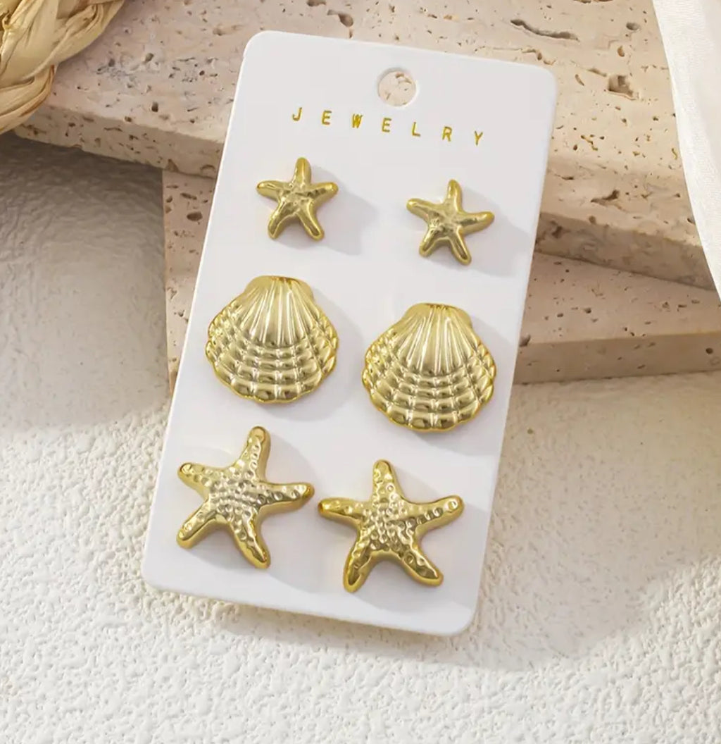 Star/Shell Earrings 3 pack