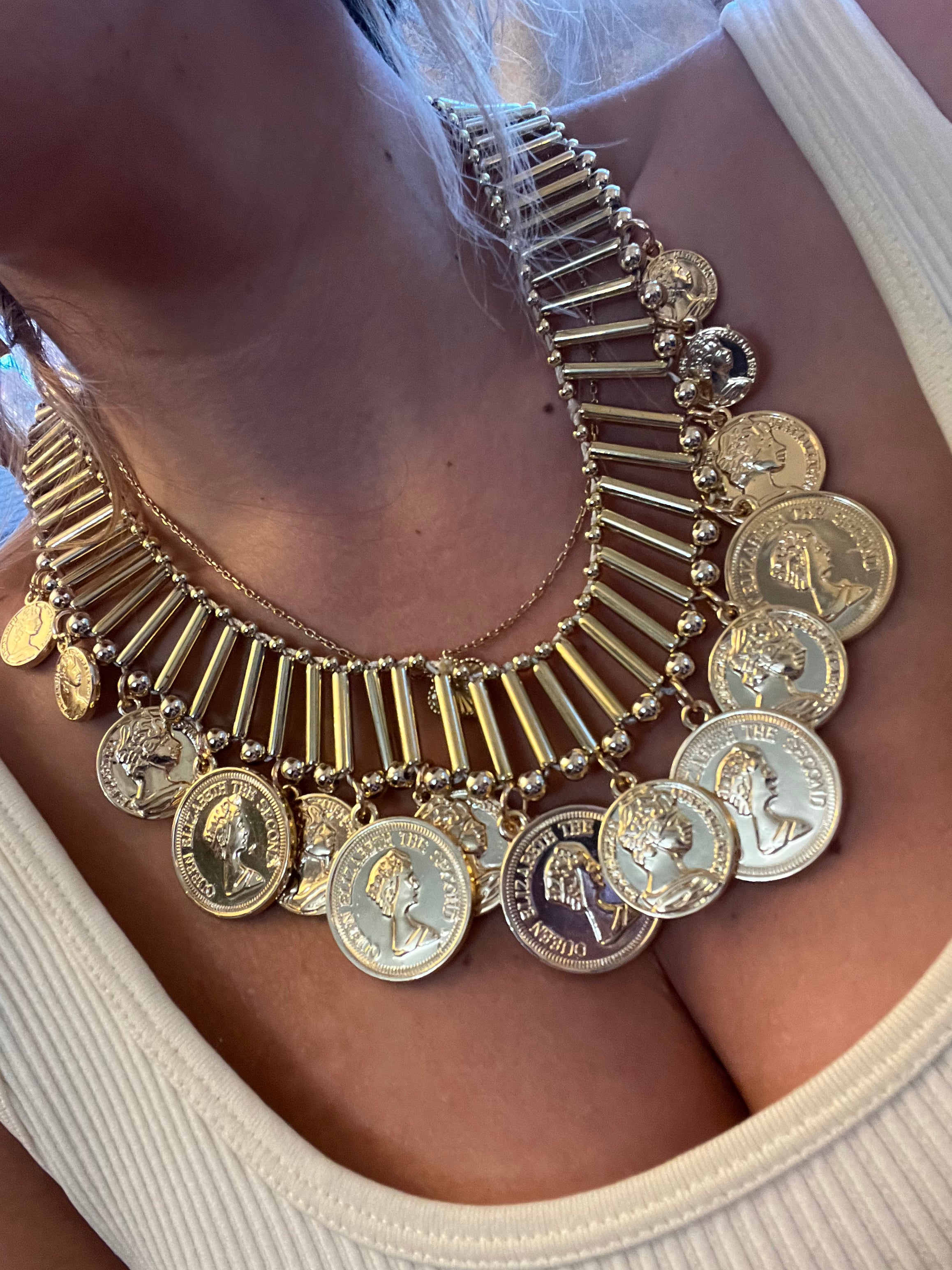 Gold coin necklace