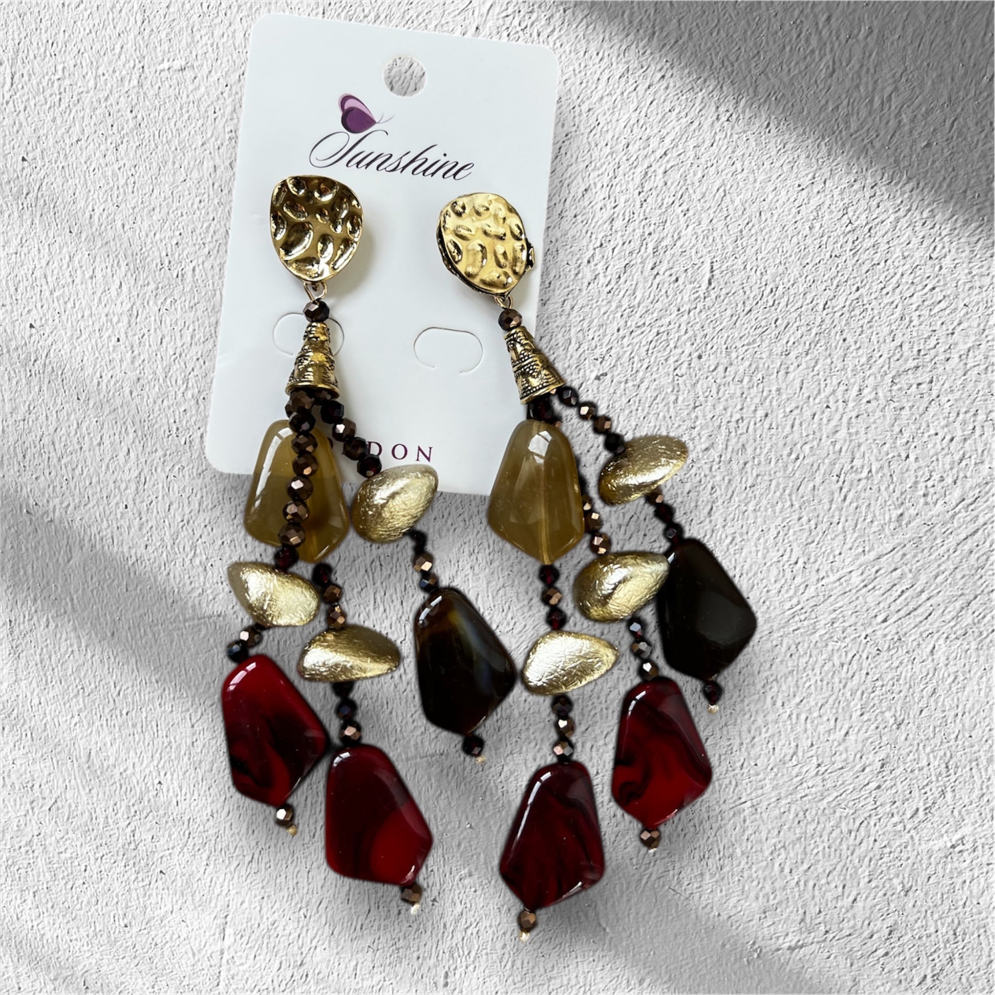 Burgundy beaded earrings