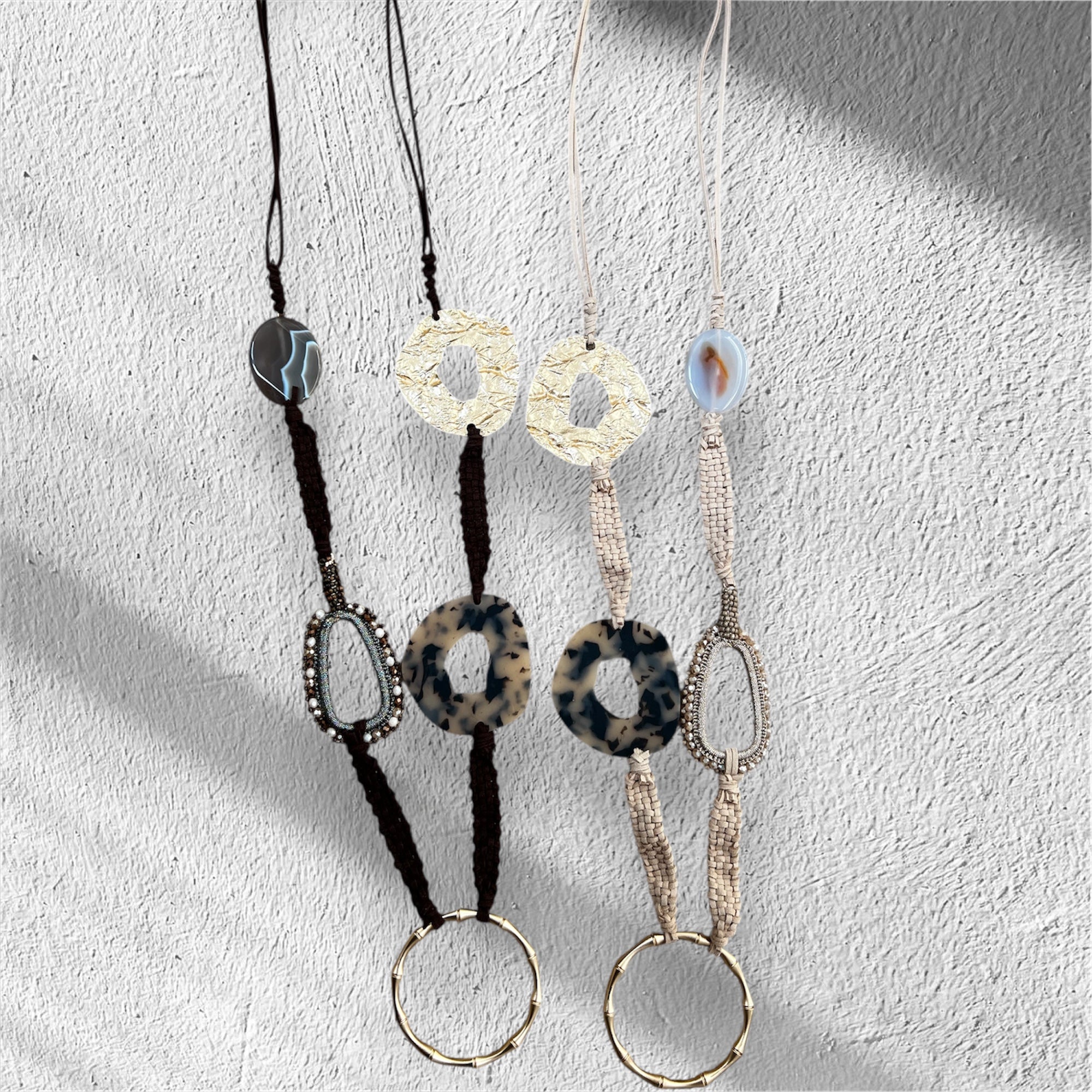 Leopard gold long disk necklace