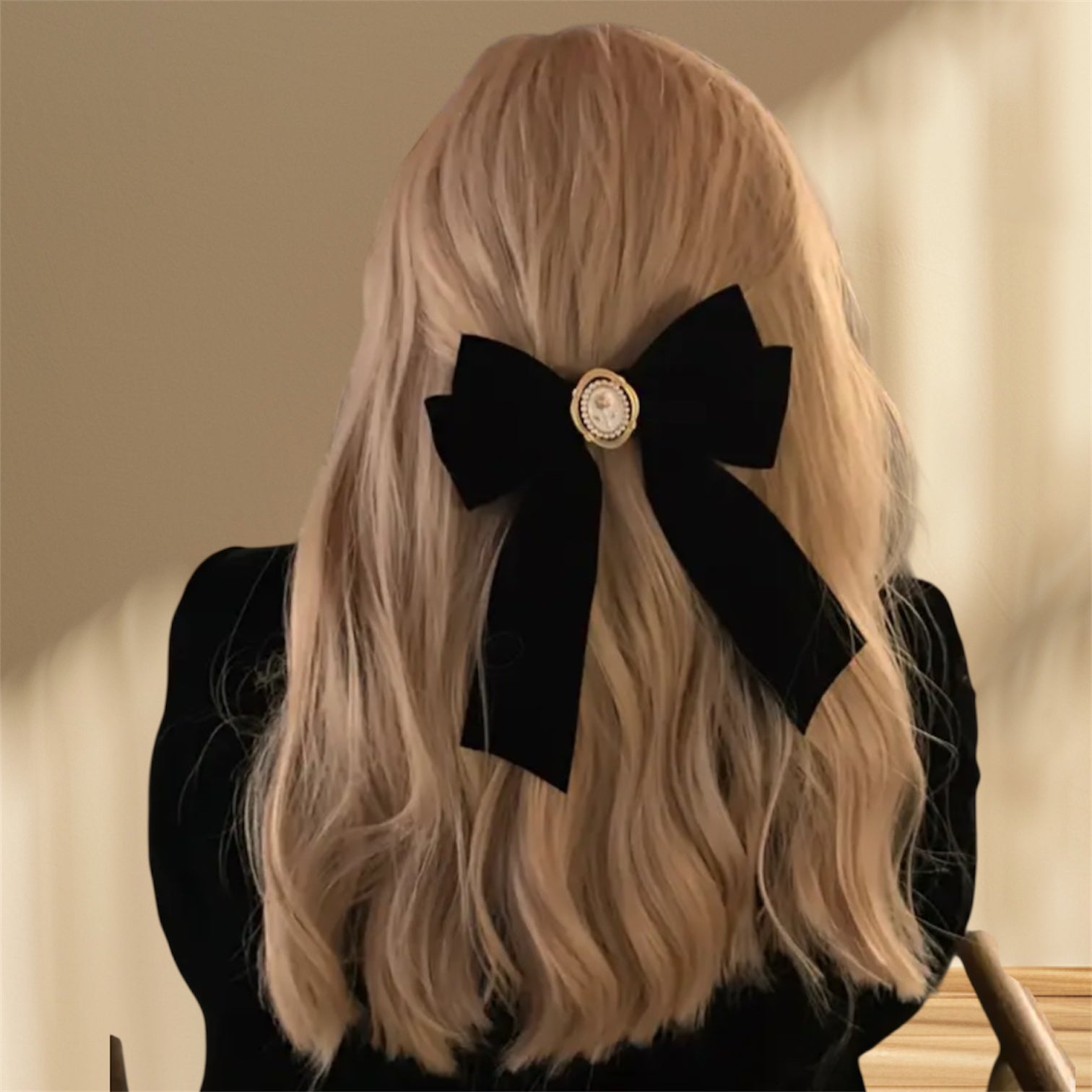 Black velvet vintage bow