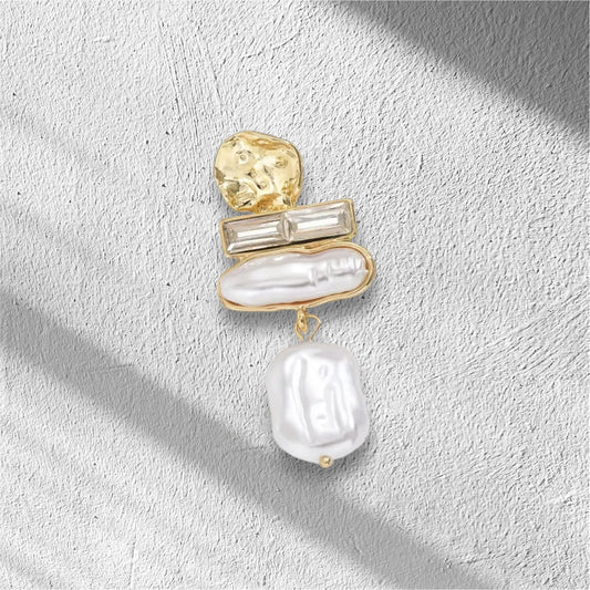 Gold diamanté pearl drop earrings
