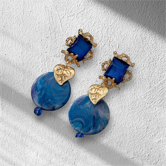 Miami sun crystal Gold heart earrings