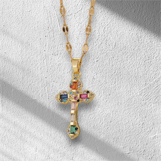 Gold mini cross multi colour
