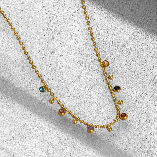 Multi coloured ball pendent necklace